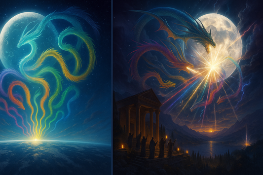 Dragons of the Full Moon: I.  Cosmic Genesis: The Descent of the Dragons of Light